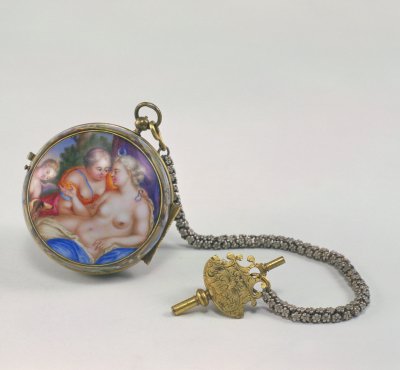 图片[4]-Copper gilded lady flute enamel painting pocket watch-China Archive